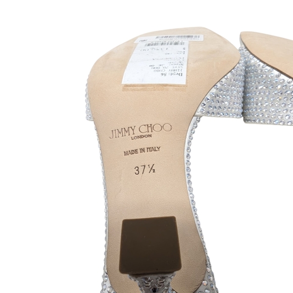 NIB Jimmy Choo Skye 70 Silver Crystal Kitten Heel Sandal Size EU 37.5 - Picture 5 of 12